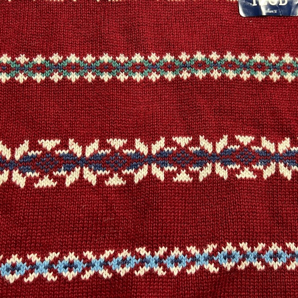 1/4 Quarter Zip Fair Isle Sweater Mens XL Izod Cotton Mock Neck Burgendy - NWT - Picture 10 of 13